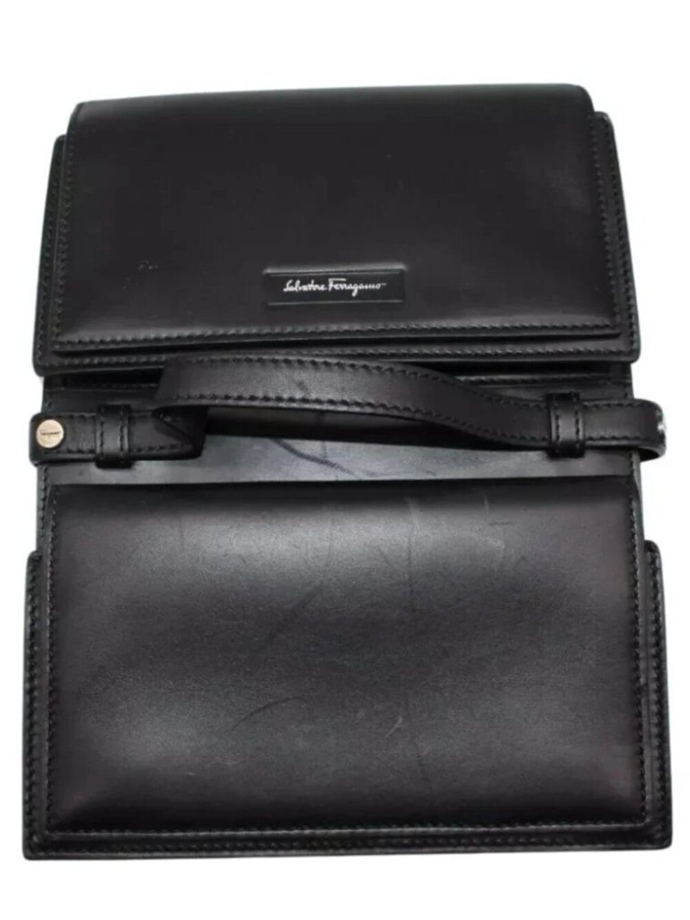 $1300 Salvatore Ferragamo LAURO Black Purse Handbag NWT Italy Bag Leather